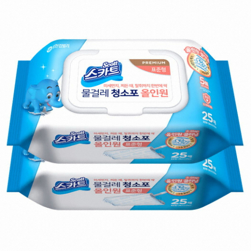 유한킴벌리 스카트 물걸레 청소포 올인원 표준형 25매 (2개)_이미지