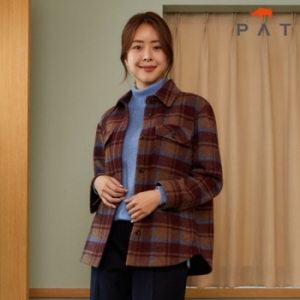 PAT 여성 여성 울혼방 체크 셔츠형 자켓_1I81205