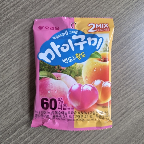 오리온 마이구미 백도 앤 황도 66g (1개)_이미지