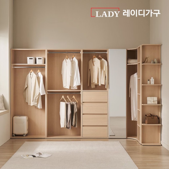 레이디가구 이안 코너형 A세트 드레스룸 2800_이미지