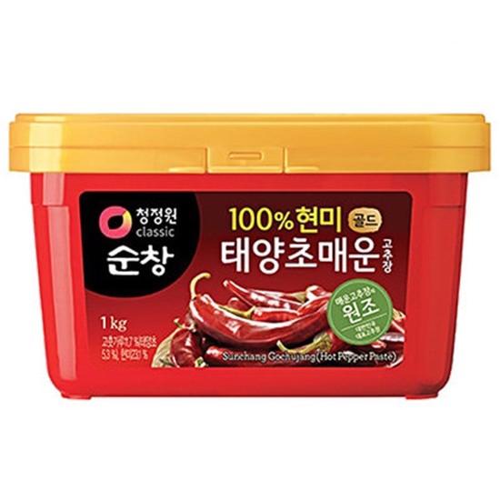 대상 청정원 순창 100% 현미 태양초 매운 고추장 1kg (1개)