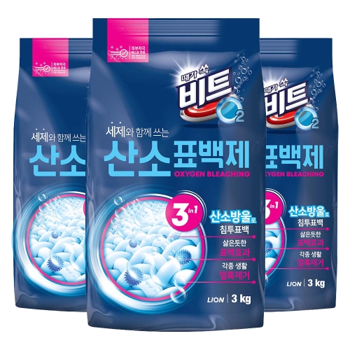 라이온코리아 비트 O2 산소 표백제 분말형 3kg 3개