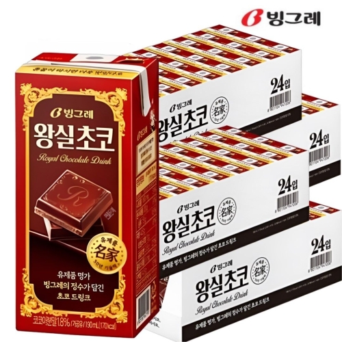 빙그레 왕실초코우유 190ml (96개)_이미지