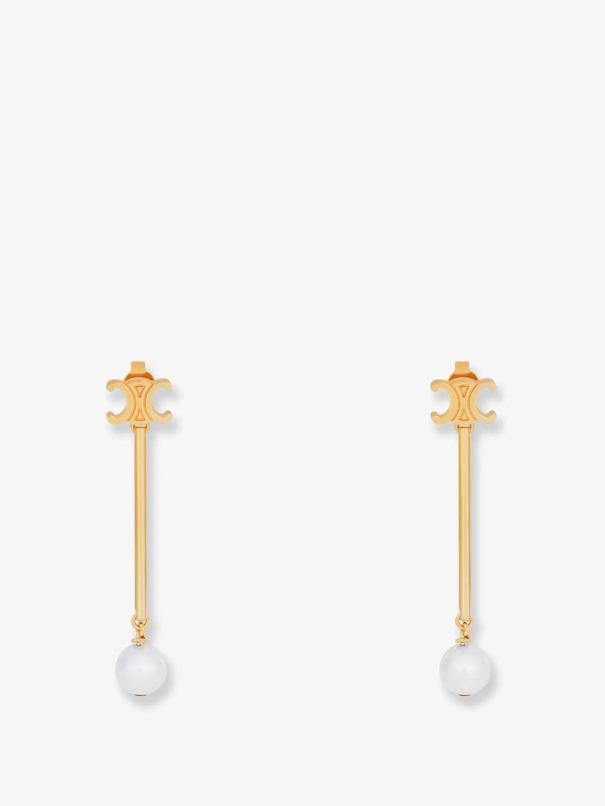 셀린느 Brass earrings with Triomphe logo B102W6PRB