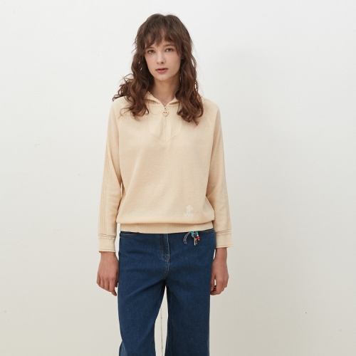 기비 하트 큐빅 반집업 후드 니트 GY25A4FRP6481