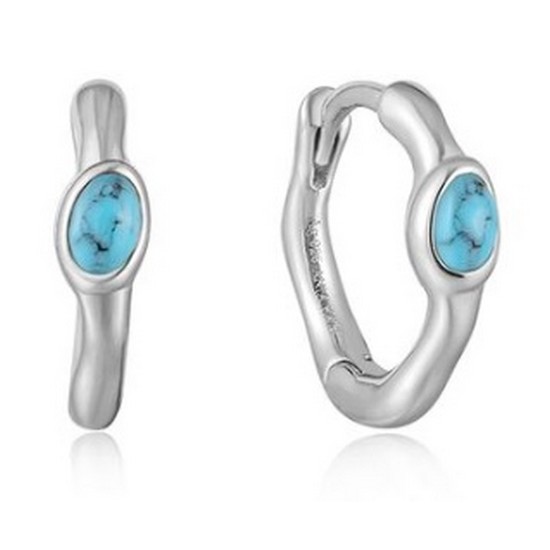 아니아하이에 터키석 웨이브 후프 925 실버 링 귀걸이 E044-02H