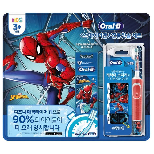 브라운 오랄비 D100K 바이탈리티 키즈 스파이더맨 (1개+리필모3개)