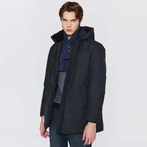 LF 닥스 남성 다크네이비 밍크퍼 카라 탈착 후드 구스다운 점퍼_DMJU5D001N3_이미지