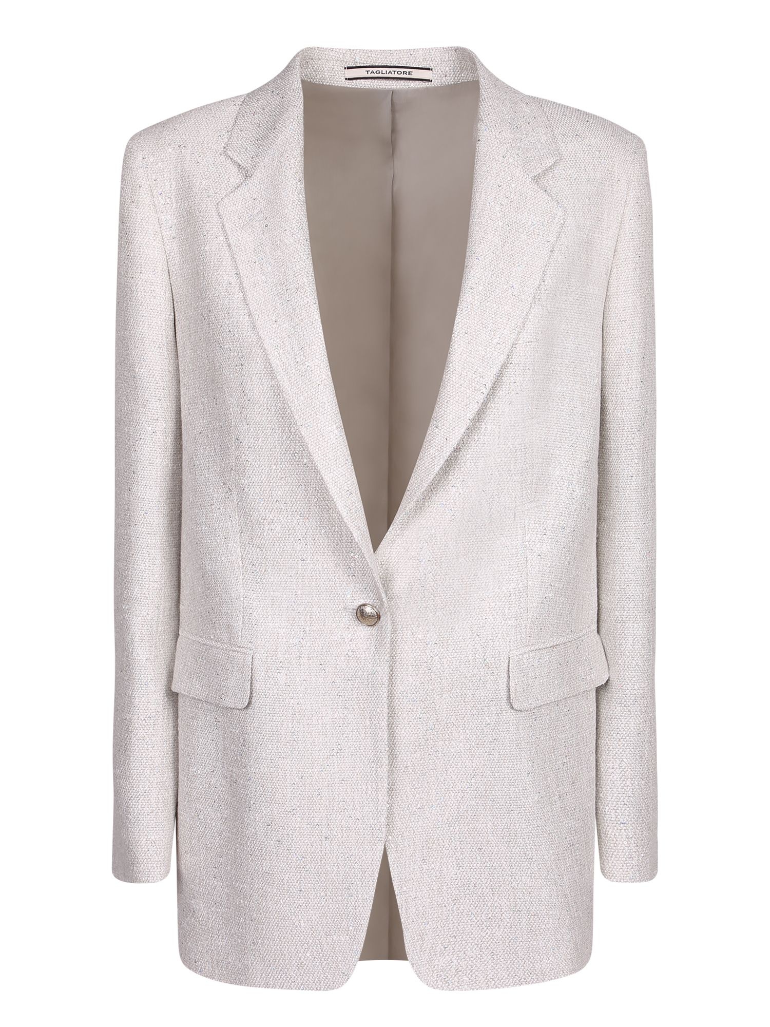 딸리아토레 Tagliatore 싱글-breasted 자켓 in silver fabric. Notch lapel. Micropaillettes detail. 싱글 button closure. Flap pockets. JADRIANNE1160_이미지