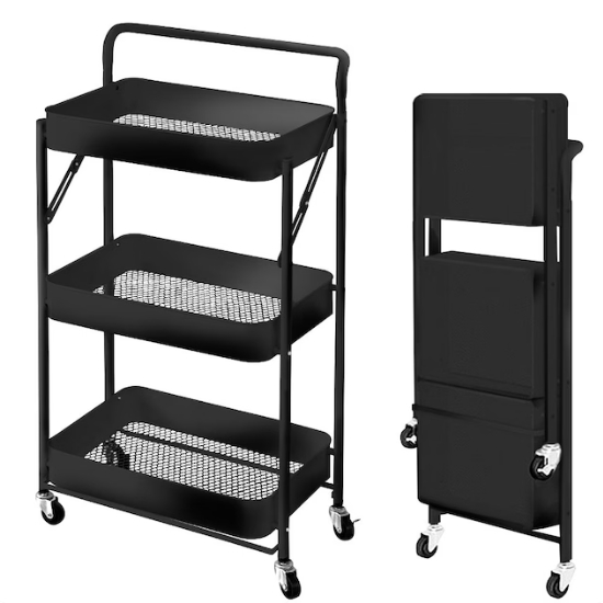 라이프란스 접이식 철제 이동식 트롤리 3단 바스켓_이미지