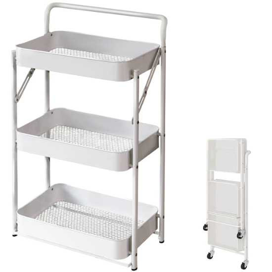 접이식 철제 이동식 트롤리 3단 바스켓