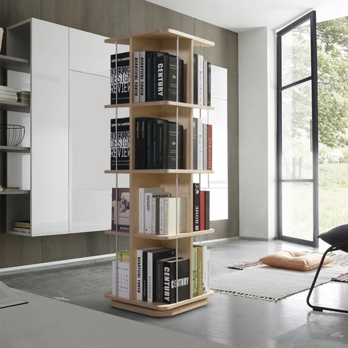 바이포인 비앙스 VONI 자작원목 인테리어 4단 회전책장 470