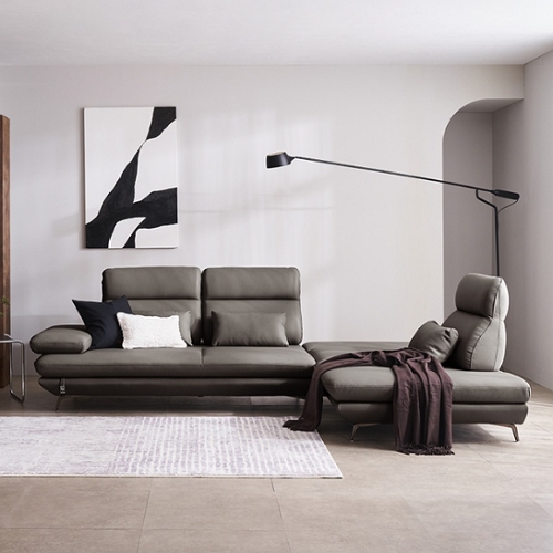 다우닝  플랫 오픈코너 스윙 전체 천연면피 가죽 소파 4인용