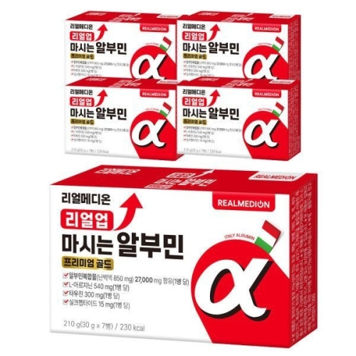 리얼메디온 리얼업 마시는 알부민 프리미엄 골드 30g 7병 (5개)