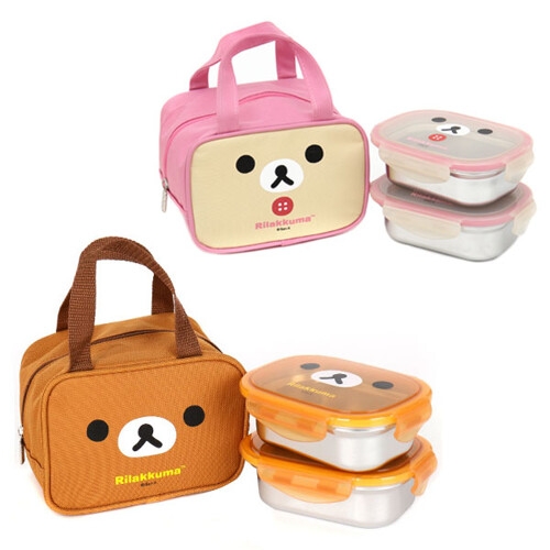 K0656 리락쿠마 도시락 2단 가방스텐 얼굴-108 아동도시락