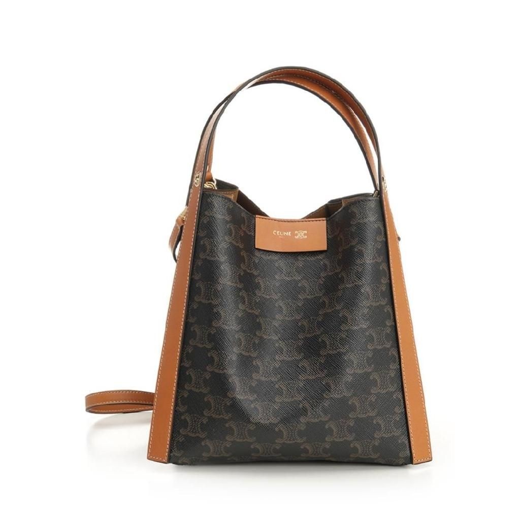 셀린느 스몰 큐브 백 트리옹프 캔버스 앤 내츄럴 카프스킨 미엘 124182Q72-03MI