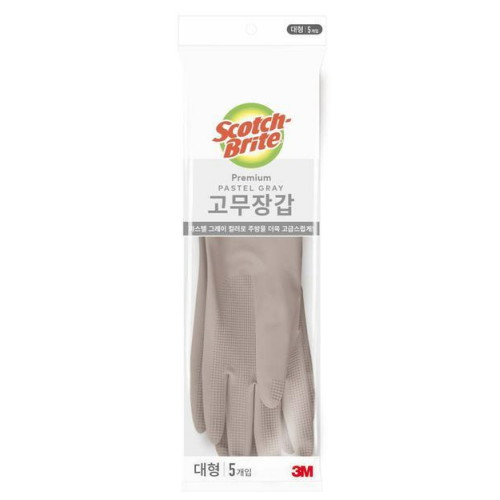 3M 스카치브라이트 ㅤ프리미엄 고무장갑 파스텔 그레이 대 (5켤레)_이미지