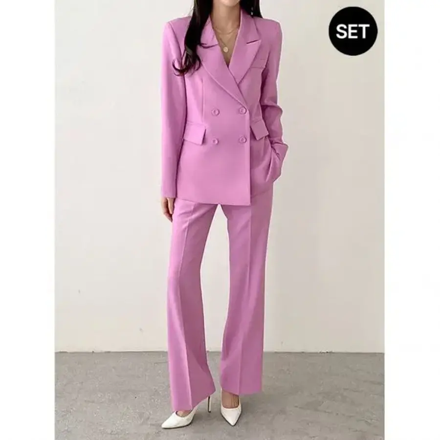 모리스커밍홈 SET클래식 더블버튼 자켓 세미 부츠컷 팬츠 2종세트_M2602SE017A 1209496_이미지