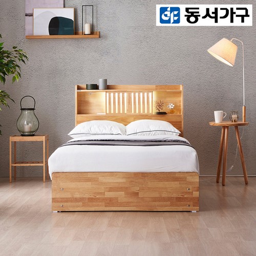 동서가구 피렌체 우든 원목 수납 LED침대 SS (독립스프링)_이미지