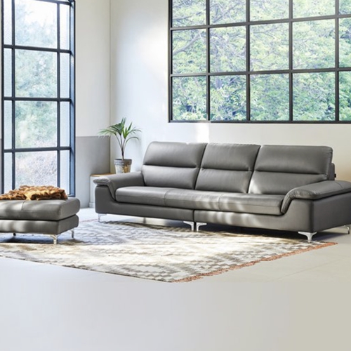 자코모 쿠시 컴팩트 천연가죽 소파 4인용 (스툴포함)_이미지