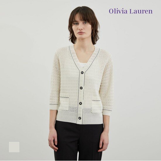 세정 올리비아로렌 크로셰 브이넥 가디건 VOCBC4M3321