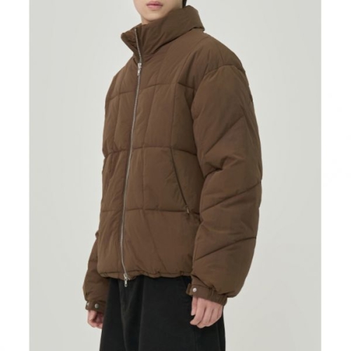 토피 커브드 라인 패딩 점퍼 BROWN 984027