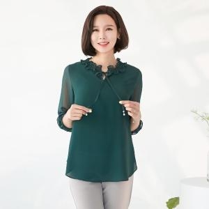  마담4060 ShoppingnT 엄마옷 여름블라우스셔링리본 QBL2404069 쇼핑엔티