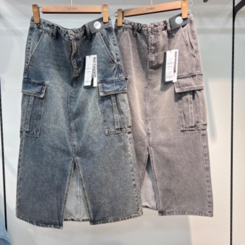 리트머스 리크멋 HC34 여성 롱기장 카고 데님SK LP3KF696 33111002_이미지