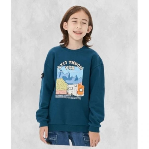 내쇼날 GEOGRAPHIC KIDS K223USW950 캠핑 그래픽 맨투맨 티셔츠 TEAL GREEN 244966 FE268623.._이미지