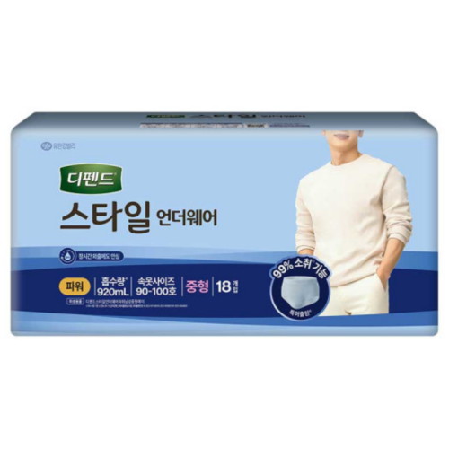 유한킴벌리 디펜드 스타일 언더웨어 파워 남성용 중형 18개