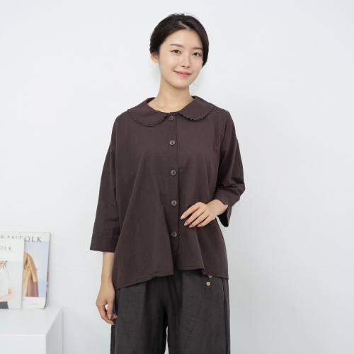 모슬린 엄마옷 면카라 7부 생활한복블라우스 KD613413 중년여성/50대/60대/70대/빅사이즈/할머니옷