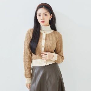 로엠 배색조직감가디건_리오더 2c오로 OLOrs_ RMC4VRT1 630368_이미지