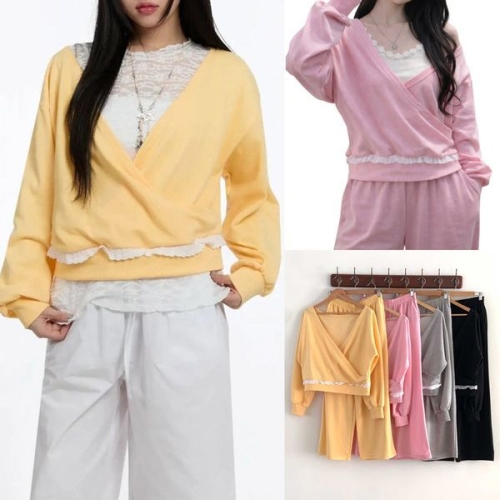 아이우먼 위쉬몰 FN 펀칭레이스랩맨투맨 X444H603 빅사이즈_이미지