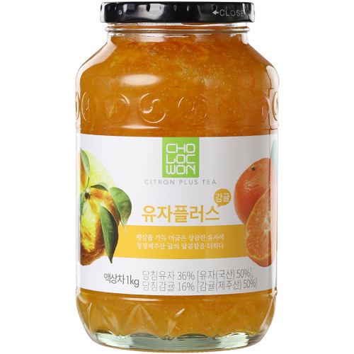 초록원 유자플러스 감귤차 1kg (2개)