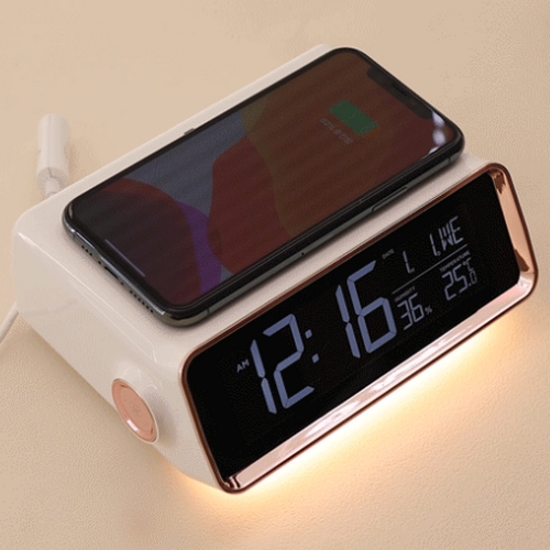 무아스 올 뉴 스마트 무선충전 무드등 알람시계