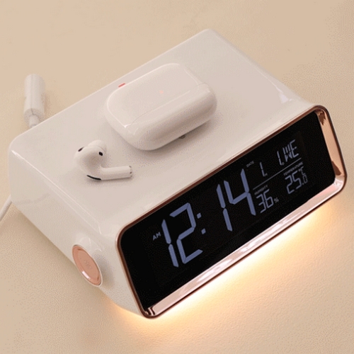 무아스 올 뉴 스마트 무선충전 무드등 알람시계_이미지