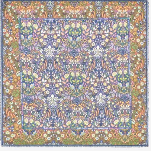 빔바이롤라 네이비 플라워 로고 보더 스카프 B256AII014NYF