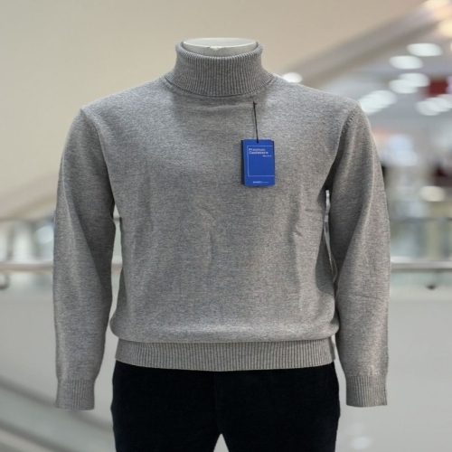 바쏘옴므 남자 베이지 목티 울 캐시미어 니트 폴라티 WSZ4WN91