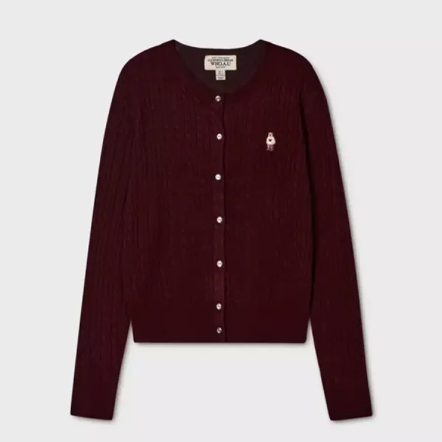 후아유 여성 Steve High Gauge Wool Cable Cardigan WHCKG4912F_이미지
