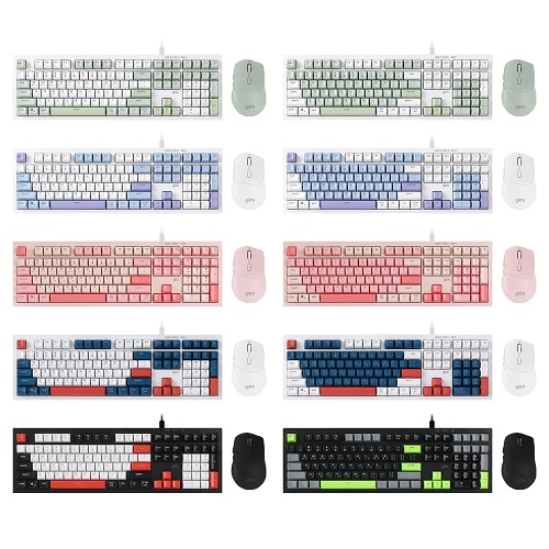 지클릭커 OFFICEPRO OPS60 사일런스 M 다쿠아즈 108 키보드 마우스 세트 (Coral, CR2)_이미지