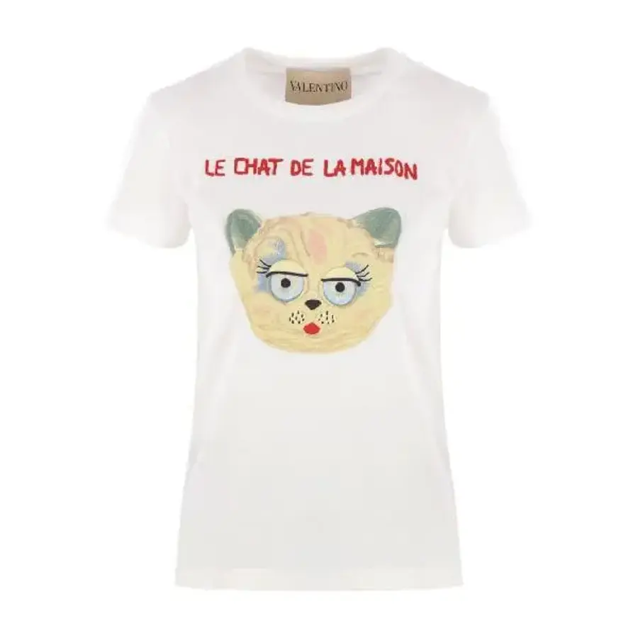 발렌티노 Le Chat De La Maison 코튼 T 셔츠 BMG25J9LDA03 T_이미지