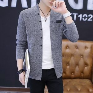 뉴타임즈 남자 긴팔 가디건 니트 캐주얼 No219ZZ XXXL 회색_이미지