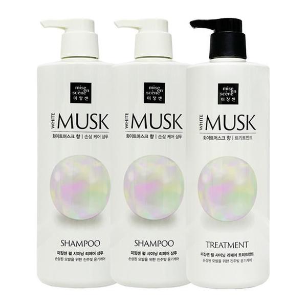 펄 샤이닝 리페어 샴푸 화이트머스크향 1000ml 2개+트리트먼트 1000ml 3종세트