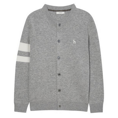 헤지스 소매 배색 울 이중직 라운드 가디건 HZSW4D200G1