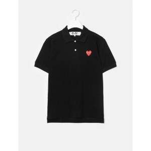 꼼데가르송 PLAY COMME DES GARCONS Men 레드 Heart Wappen Polo Shirt Black 139649_이미지