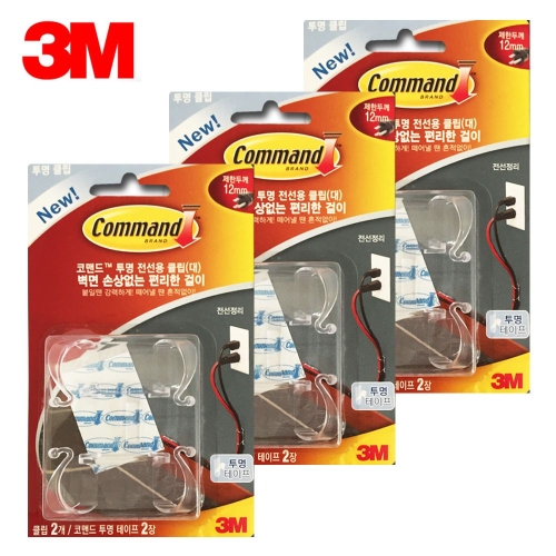 3M 3M 투명 12mm 대형전선 클립 6P 플러그선용 선정리/투명클립/코맨드/쓰리엠/전선클립_이미지