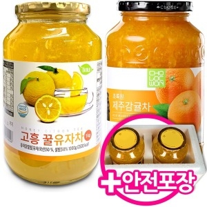 고흥꿀유자차 1kg+초록원 제주감귤차 1kg /안전포장