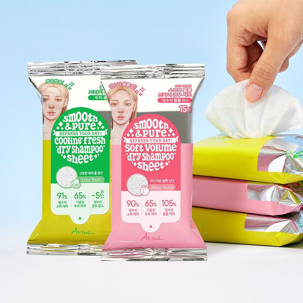 아리얼 스무스 앤 퓨어 드라이 샴푸 시트