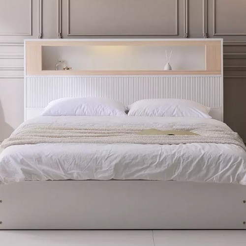 동서가구 미휴컴포트 편백 수납 LED침대 Q+협탁 (독립스프링)_이미지