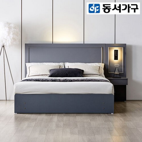 동서가구 오웰 수납 호텔 LED침대 Q+협탁 (매트별도)